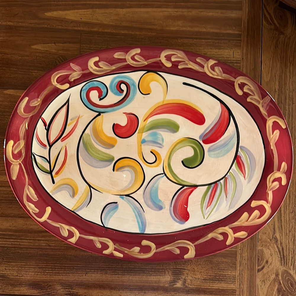 Home Interiors Better Home & Garden Mediterranean Swirl Very Large Platter 17"